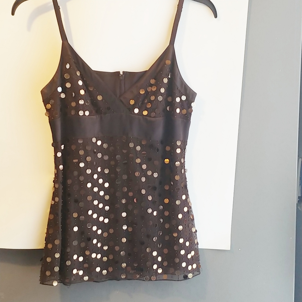 Moda International sequin tank top brown